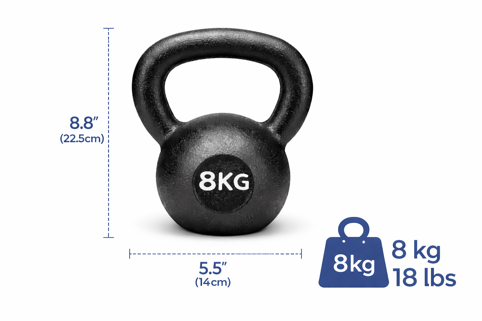Cast Iron Kettlebell – 8kg Strength Training Weight